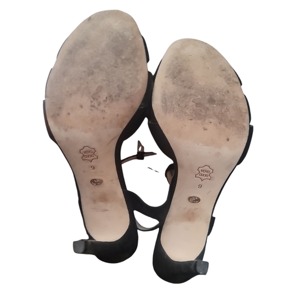 Charles David black suede strappy peep toe high heel sandals 9 - Picture 2 of 8